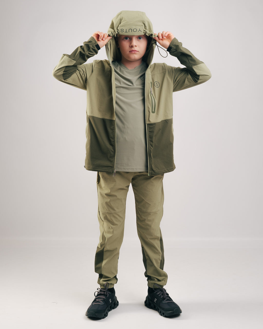 YOUTS Boys Tech Tracksuit in Forest Green