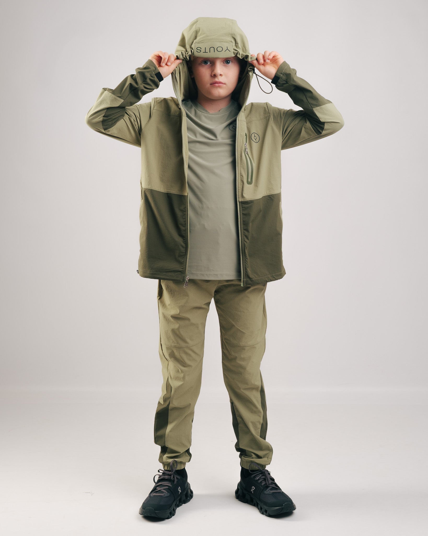 YOUTS Boys Tech Tracksuit in Forest Green