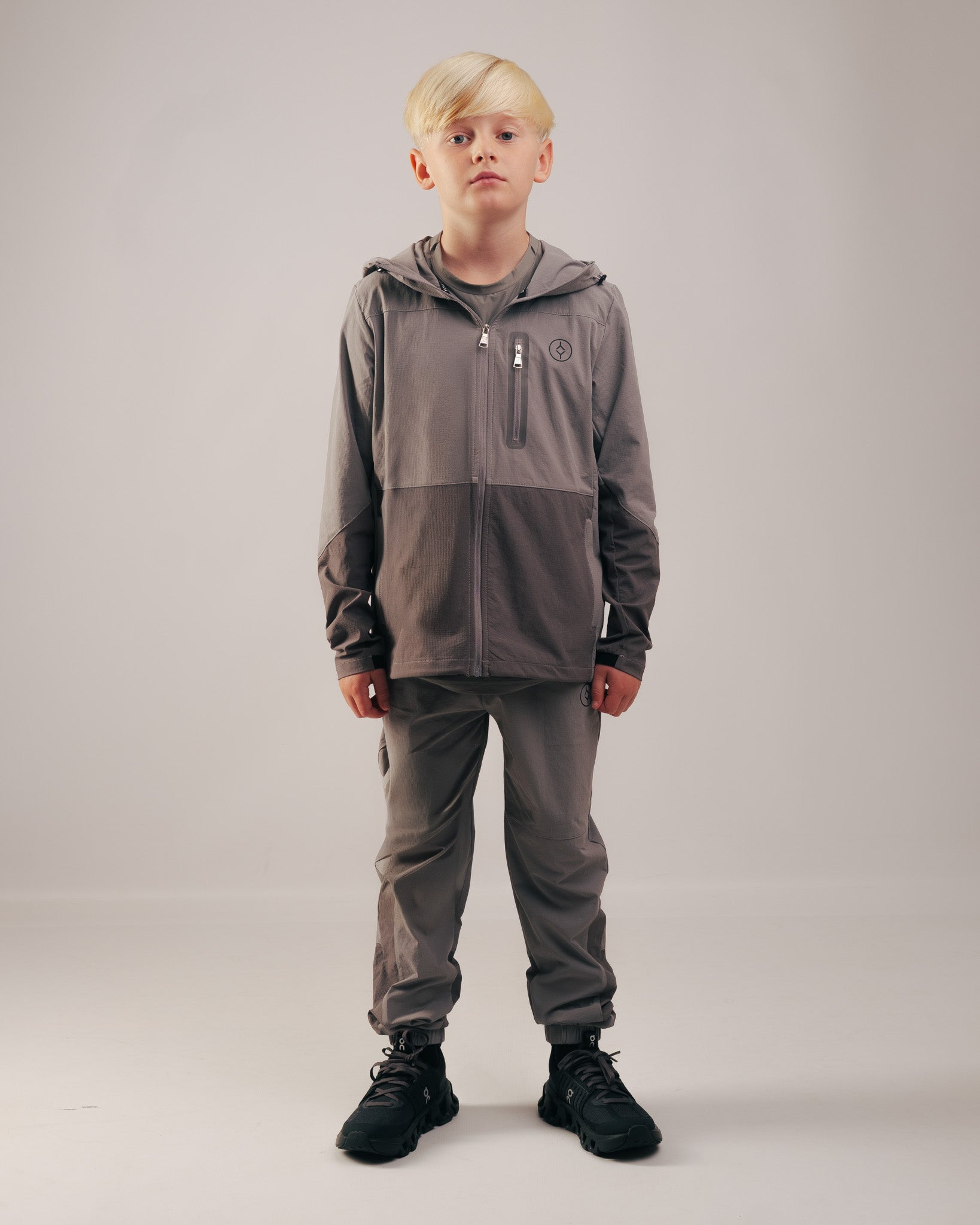 YOUTS Boys Tech Tracksuit Stone Grey