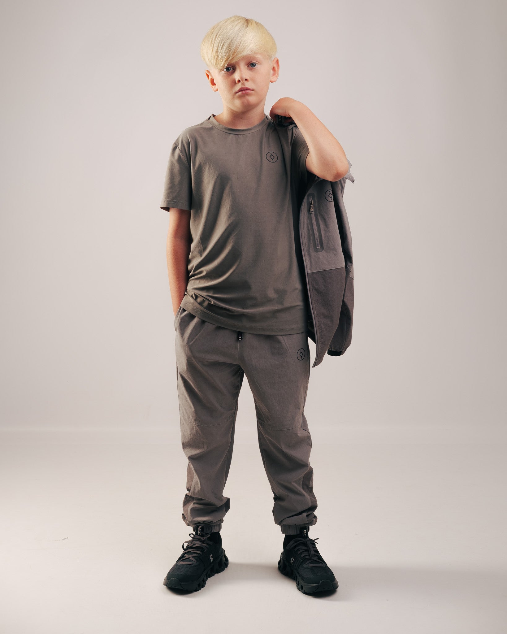 YOUTS Boys Tech T-Shirt in Stone Grey