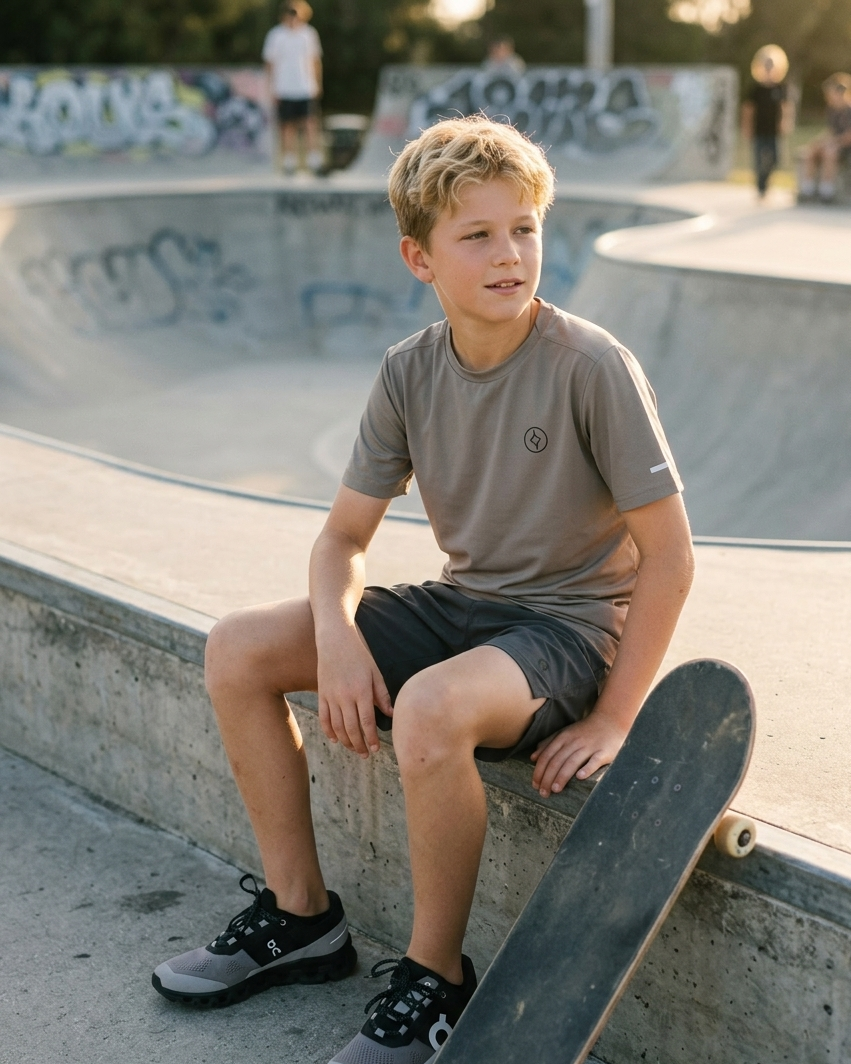 YOUTS Tech T-Shirt in Stone Grey